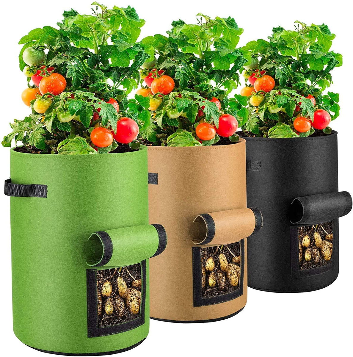 3 Pack 10 Gallon Plant Grow Bags, HOMEMART Potato Grow Bags with Wind