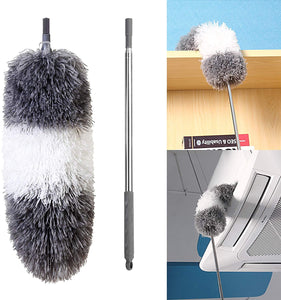 Extendable Microfiber Duster,Telescoping Stainless Steel Pole,Detachable Bendable Head,Washable,96.5"