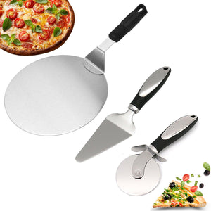 10" Pizza Peel, Stainless Steel Pizza Paddle with Pizza Cutter Wheel and Pizza Shovel, Pizza Paddle for Baking Homemade Pizza Bread