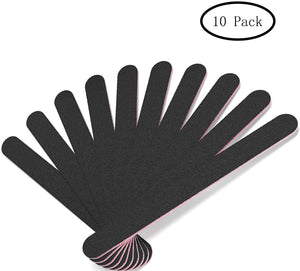10 PCS Double Side Nail File, 100/180 Grit Emery Board Manicure Pedicure Tool, Professional Nail Care Set for Home Salon Use