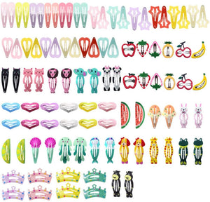 100 Pieces Girls Hair Clips Barrettes, Lovely Animal Fruit Printed Pattern