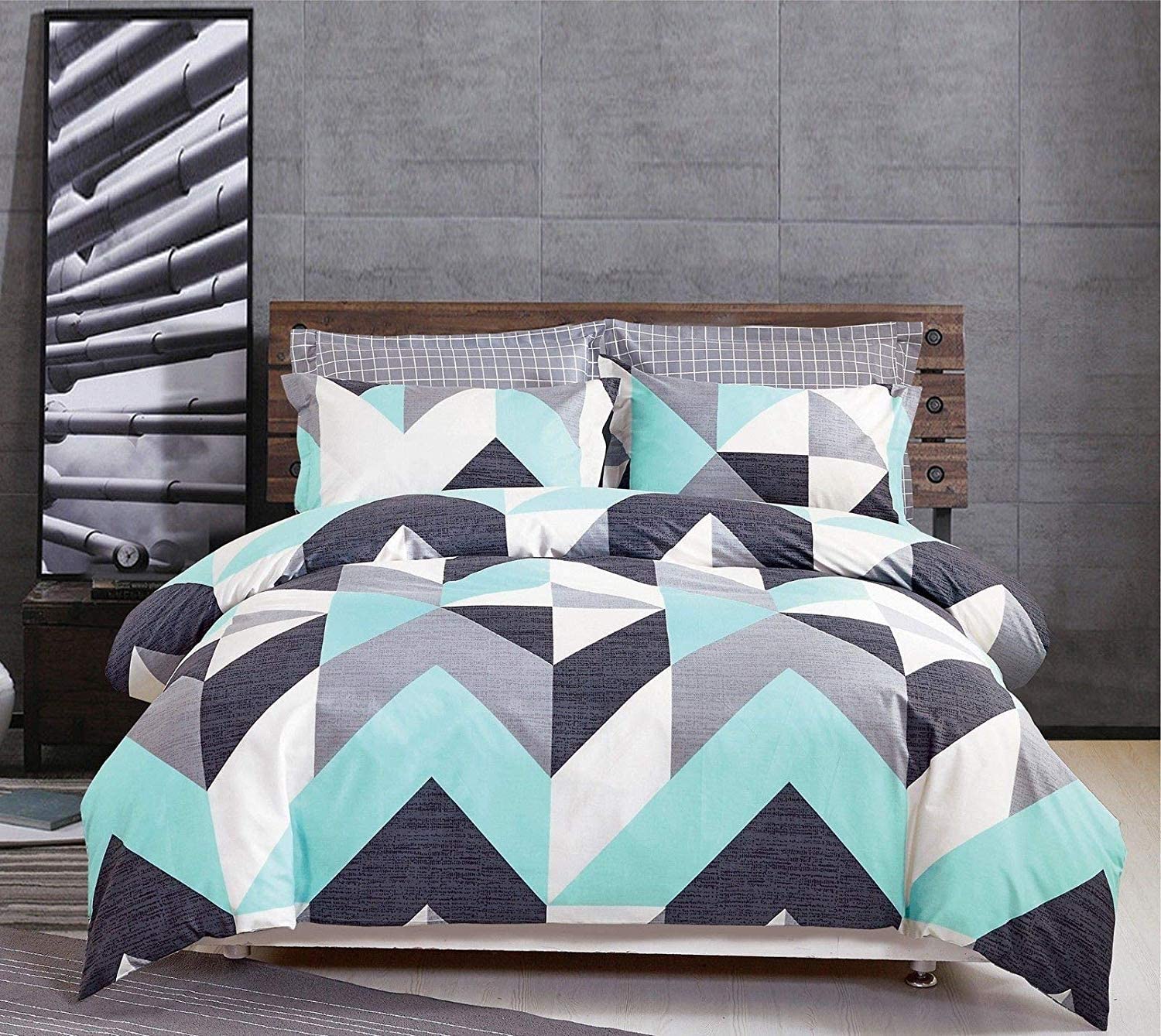 100% Cotton Modern City Reversible Quilt Cover Set Queen/King Size