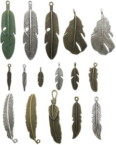 100g (about30-32pcs) Craft Supplies Mixed Feather Pendants Beads Charms Pendants