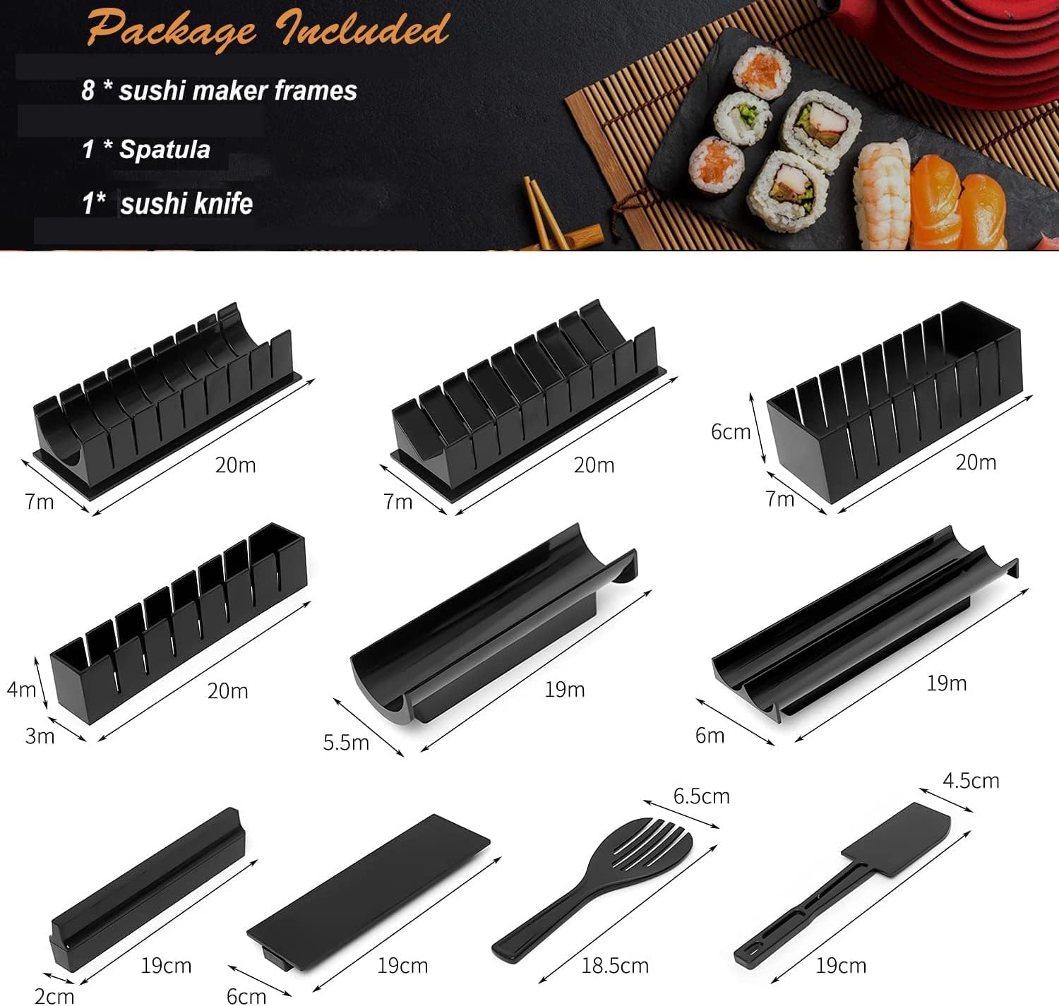 B0B5F87LT3   10pcs Sushi Maker Making Kit Rice Roller Mold Set for Beginners Kitchen Tool