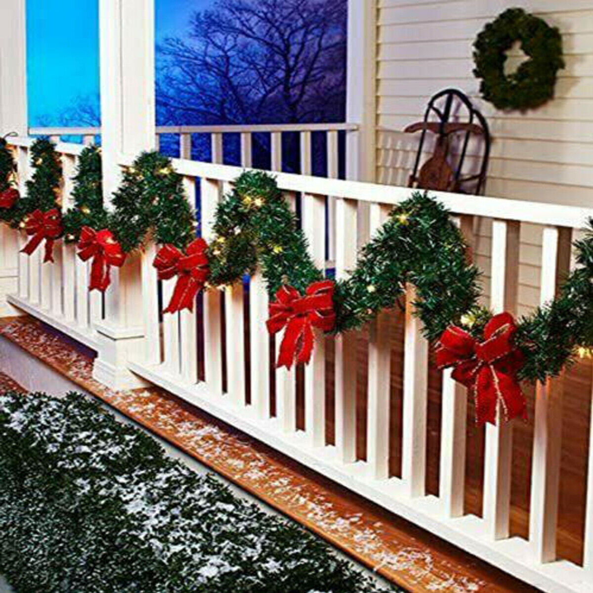 9FT Christmas Garland With Lights Fairy Bushy Pine Xmas Fireplace Stairs Door