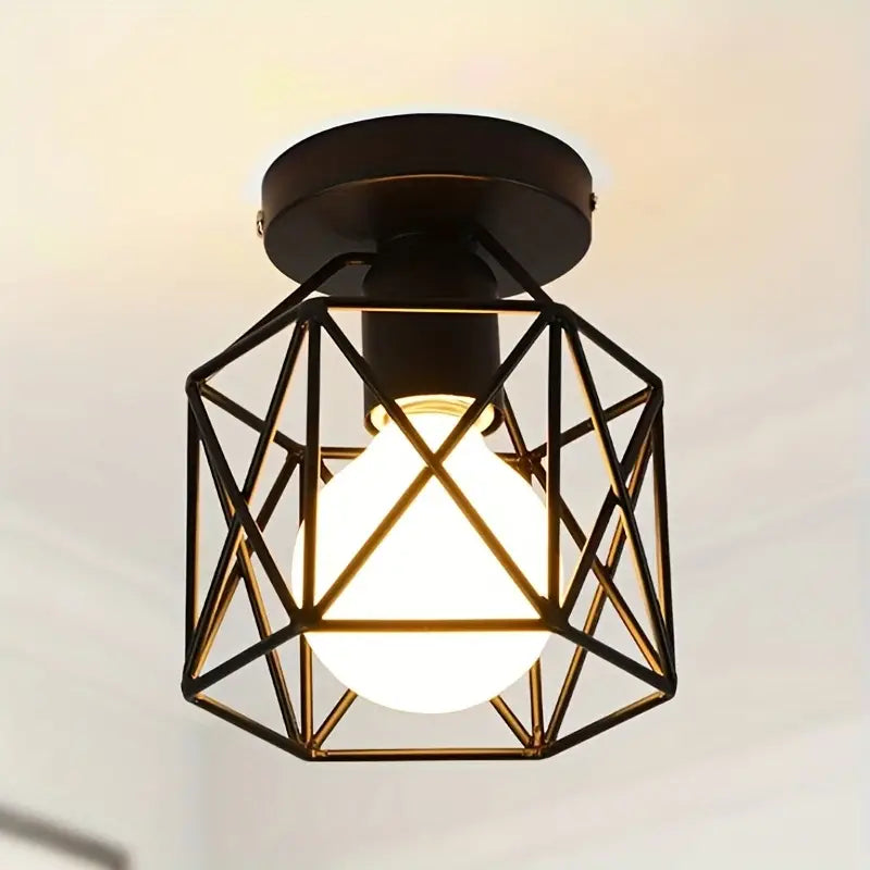 Retro Ceiling Lamp Shade Industrial Vintage Cage Pendant Light Holder Fixture