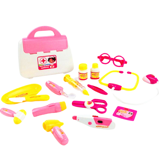Pretend Kid Doctor Nurse Medical Case Role Play Set Gift Toy Educational Kit Pink