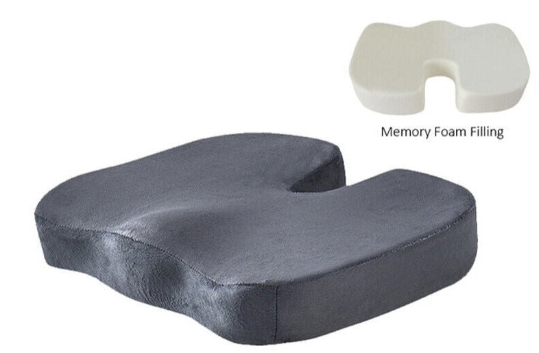 Grey  Memory Foam Seat Cushion Support Back Pain Chair Pillow Car