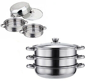 3 Tier Stainless Steel Steamer Meat Vegetable Cooking Steam Pot Kitchen Tool NEW