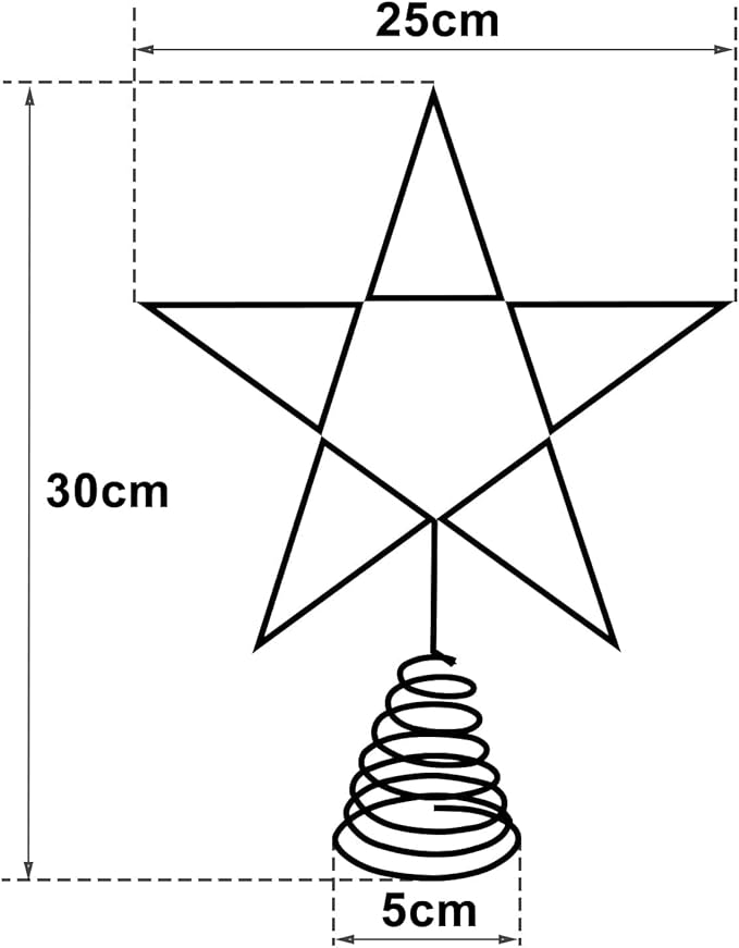 25 cm Christmas Tree Shiny Star, Tree Topper Decoration with 20 LED Lights, 3D Hollow Glitter Star for Xmas Home Shop Bar Indoor Ornament