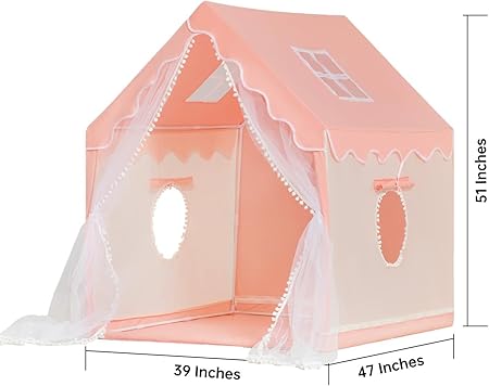 Kids Play Tent Children's Tent Indoor Princess Girl Castle Game House House Outdoor Toy House with a String of Star Lights ( Pink)