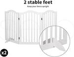 Wooden Pet Gate Dog Fence Safety Stair Barrier Security Door 3 Panels White, Cat Dog Wooden Fence with Narrow Gaps, Fold Easily for Storage Pet Playpen