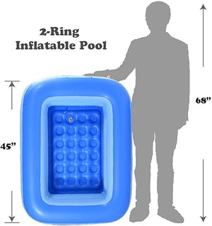 Inflatable Kiddie Pool, 45" x 35" X 14" Blue Kids Swimming Pool Summer Water Fun Bathtub with Inflatable Soft Floor