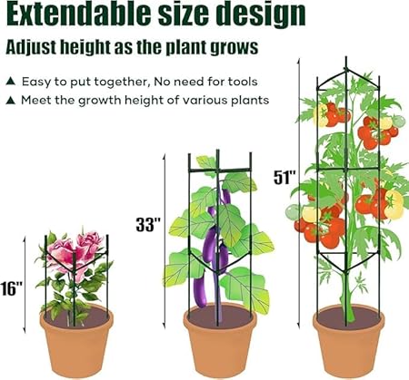 2 Sets Tomato Supports Cages,Cucumber Cage for Garden Plant Support, Multifunctional Plant Cages Tomato Trellis Stake with Adjustable Arms