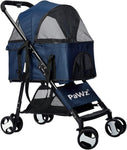 Travel Pushchair Foldable Pram 4 Wheels Blue,  Dog Cat Trolley, Detachable Design Baby Pet Travel Strolle