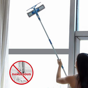 3-in-1 Squeegee Window Cleaner with Spray Head, 132cm Extension Pole, All Purpose Outdoor Glass Cleaning Kits for Shower, Car and High Windows