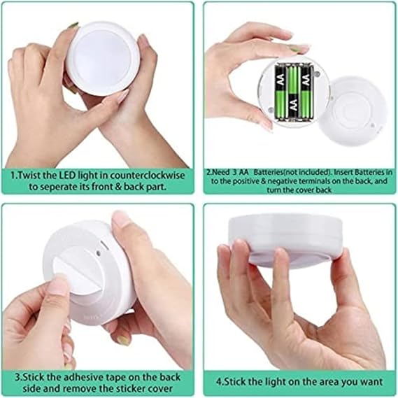 Set of 6 RGB LED 13 Color Changing Wireless Under Cabinet Lighting, Push Light, Battery Operated Light, Under Counter Lighting