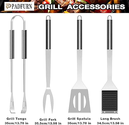 25PCS BBQ Grill Tools Set with Thermometer and Grill Spatula, Deluxe Grill Accessories Kit, with Portable Handbag Griddle Kit