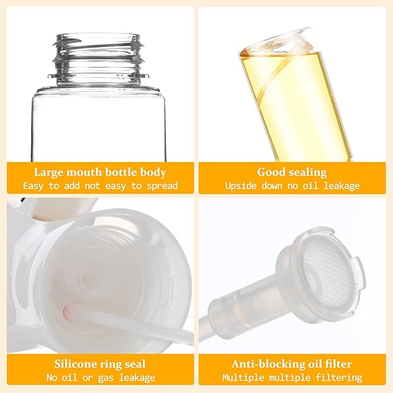 2 Glass Cooking Oil Spray Bottles, Olive Oil Sprayer, Salad Making, Grilling, Frying, BBQ, Baking, Roasting