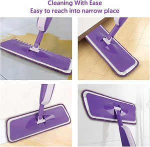 Microfiber Spray Mop Wet Dry Kitchen Floor Cleaning Mop with 2 Refillable Bottle 360°Rotatable Hardwood Mop for Laminate Wood Tiles 3 Reusable Pads and 1 Scrubber