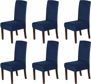 Thick Velvet Dining Chair Covers Slip Covers Dining Room Chairs Cover 6 Pack Navy