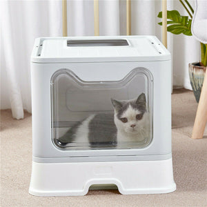 Self-Cleaning Hooded Cat Litter Box Enclosed Large Kitty Toilet Box Tray Refills