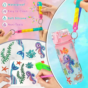 Decorate Your Own Water Bottle Kits for 3 4 5 6 7 8 Year Old Girls, Mermaid Toys Painting Crafts,(Mermaid 600ml)