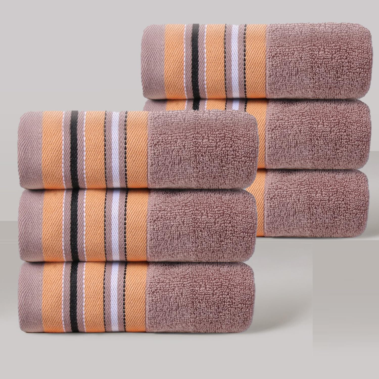 Towel Sets 650 GSM Premium Cotton Towels(Coffee Color, 6-Piece Hand Towels)