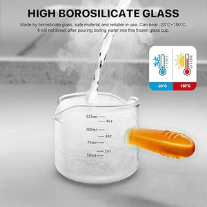 120ML/4OZ Retro Espresso Measuring Cup, Shot Glasses with V-Shaped Mouth Perfect for Espresso Shots and Milk Froth, High Borosilicate Glass (Amber)