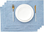 Placemats Set of 4 Cloth Table Mats Washable Linen Place Mat Fabric Placemats Light Blue