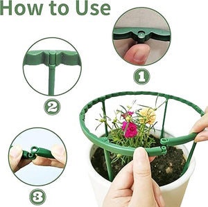 10 Pack Plant Stand, Plastic Plant Support Stakes, Half Round Ring Plastic Cage Holder Flower Pot Climbing Trellis for Indoor and Outdoor Leafy Plants