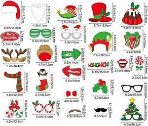 Christmas Photo Booth Props Kit(32Pcs) Photo Booth Prop Pose Sign Kits for Adults Kids for Christmas Party Supplies (Christmas)