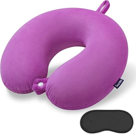 Travel Neck Pillow U Shape Support Neck and Head to Relieve Fatigue, Portable Neck Pillow Suitable for Planes, Trains, Self-Driving Cars (Purple)