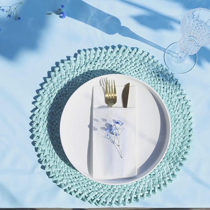 100 pcs Premium White Pocket Napkins Disposable Linen Feel Built in Flatware Dinner Napkins for Reception Wedding Christmas