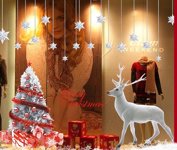 Christmas Windows Static Stickers Colorful Clings Removable Vinyl Santa Claus Christmas Tree Snowman