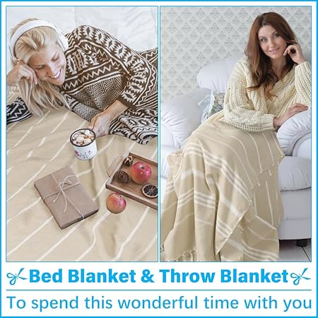 XXL Cotton Sandproof Towels Woven Extra Large Big Sand Free Giant Throw Thick Blankets Huge Quilt XL Picnic Camping Necessities Cloud for Adult Gifts Beige