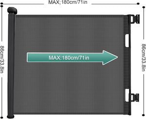 Retractable Safety Gate for Baby Dog, Sulishang Durable Portable Mesh Retractable Gate,  Extends up to 71" Wide for Doorways black