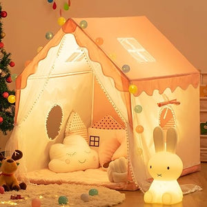 Kids Play Tent Children's Tent Indoor Princess Girl Castle Game House House Outdoor Toy House with a String of Star Lights ( Pink)