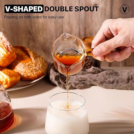 120ML/4OZ Retro Espresso Measuring Cup, Shot Glasses with V-Shaped Mouth Perfect for Espresso Shots and Milk Froth, High Borosilicate Glass (Amber)