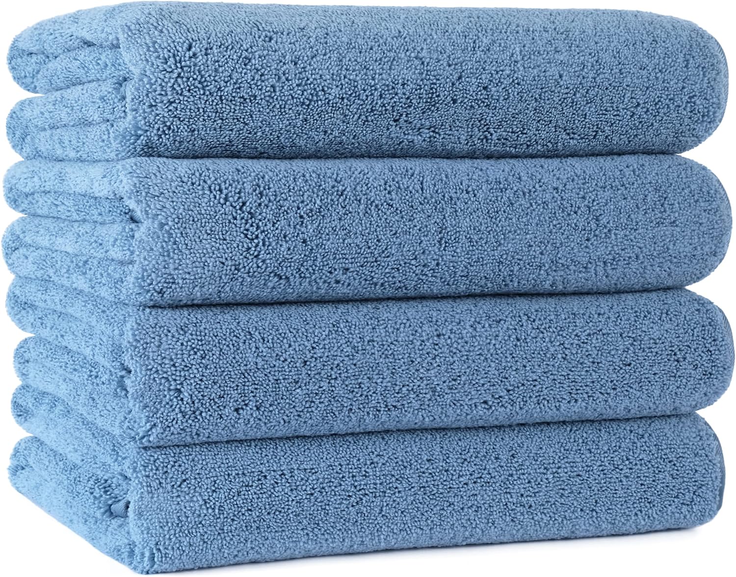 Polyte Quick Dry Lint Free Microfibre Bath Towel, 76 x 145 cm, Pack of 4 Blue