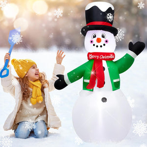 1.2M Christmas Inflatable Snowman in Green Clothes, Blow-Up Indoor-Outdoor Xmas Yard Lawn Decoration with Built