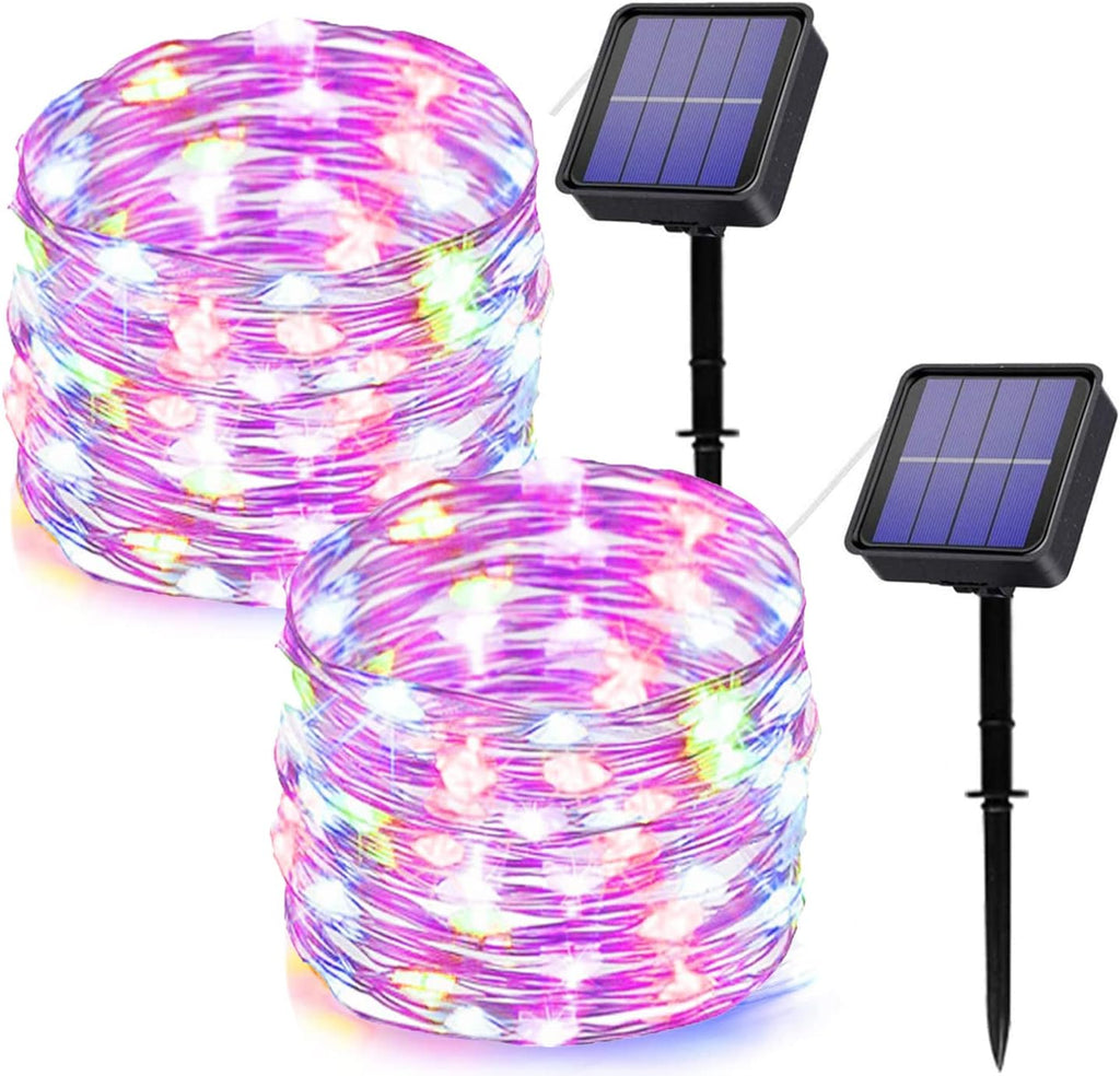 [2 Pack]  12M/40FT 120 LED Solar Fairy String Lights Outdoor Solar Lighting IP65 Waterproof for Home Garden Patio Wedding Party Xmas (Colourful)