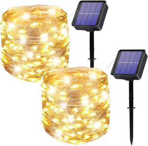 2 Pack]  12M/40FT 120 LED Solar Fairy String Lights Outdoor Solar Lighting IP65 Waterproof for Home Garden Patio Wedding Party Xmas (Warm White)