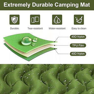 Self Inflating Camping Mattress with Pillow, Lightweight Inflatable Camping Mat Bed Hiking Mat Air Mattress Built Pump for Camping