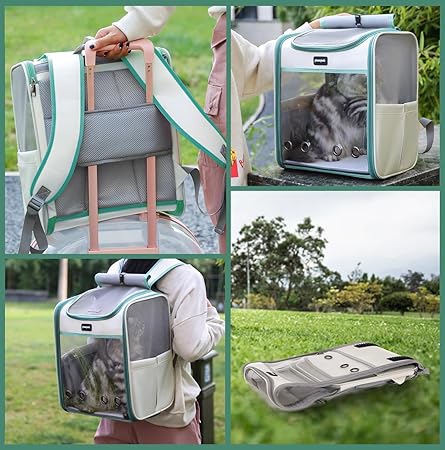 Cat Backpack Pet Carrier Backpack for Small Cats and Dogs, Dog Carrier Backpack with Inner Safety Leash Can be Used for Travel