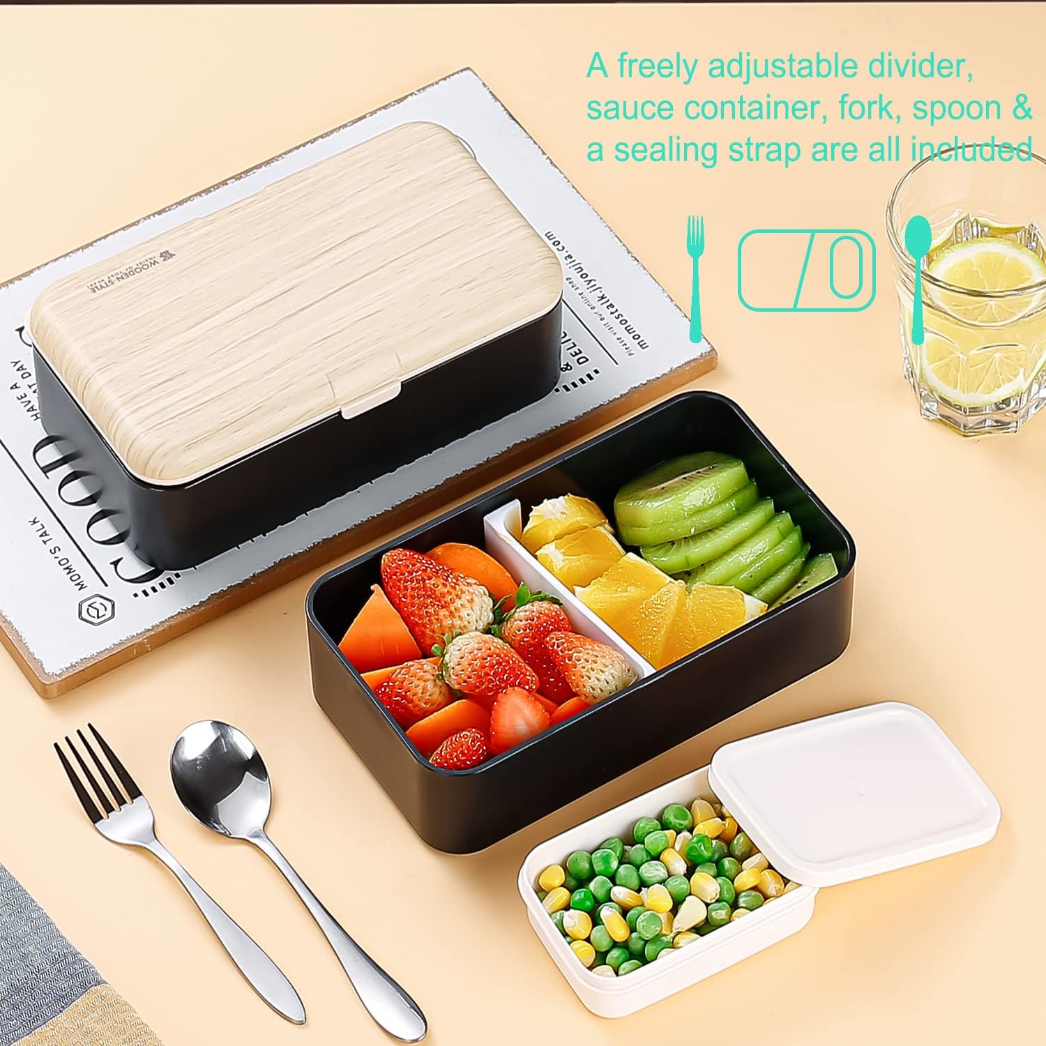 B08L6DF1VY Original Bento Box Lunch Boxes Container Bundle Divider Japanese Style with Stainless Steel