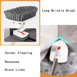 54Inch Adjustable Tub and Tile Shower Scrubber, Scrub Cleaning Brush with Long Handle, with 2 Sponge Brush,1microfiber pad and 1 Stiff Bristles