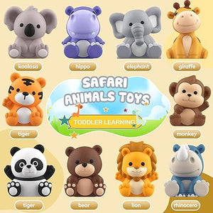 Toddler Toy for 1 2 3+ Years Old, Learning Toy for Toddlers with 20PCS Safari Kids Toy with 10 Animals &10 Houses for Babies Boys Girls