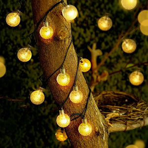 Solar String Lights Outdoor Globe Fairy Lights Waterproof Solar Patio Outdoor Hanging Lights  (5M 30LED, Yellow)