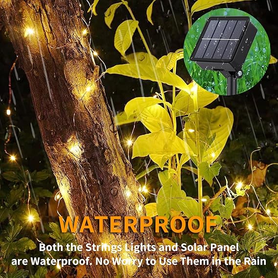 2 Pack]  12M/40FT 120 LED Solar Fairy String Lights Outdoor Solar Lighting IP65 Waterproof for Home Garden Patio Wedding Party Xmas (Warm White)